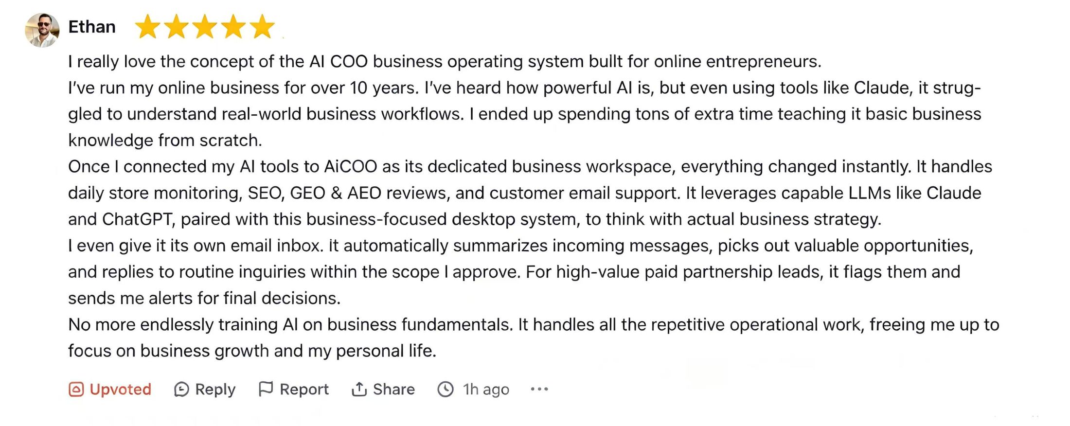 Product Hunt review by Ethan