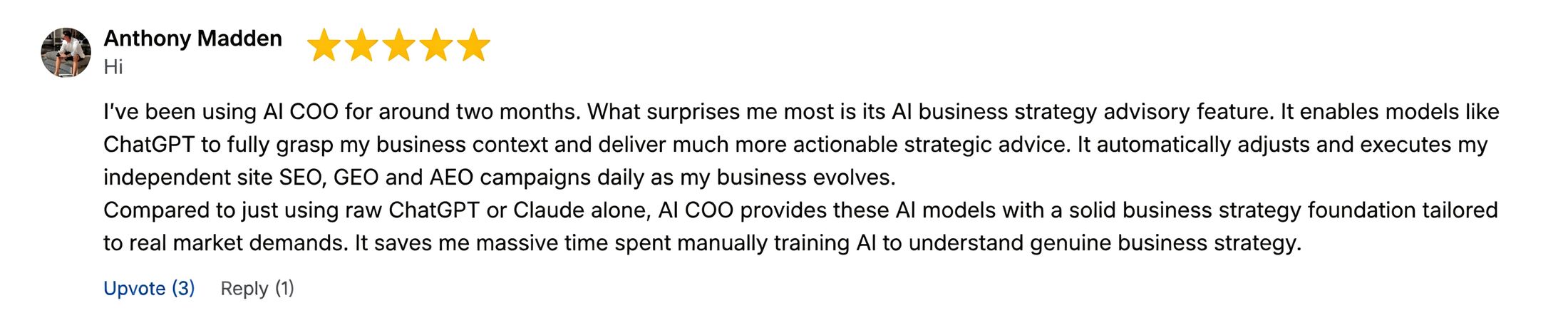 Product Hunt review by Anthony Madden